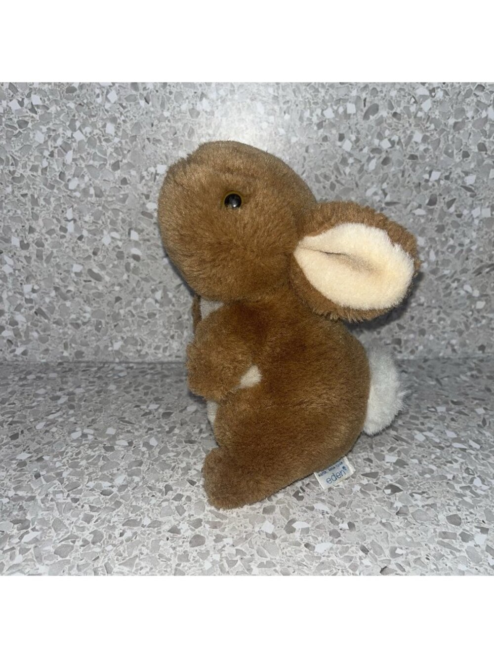 Eden Plush Brown Cream Rabbit Standing Hard Eyes Whiskers 8"